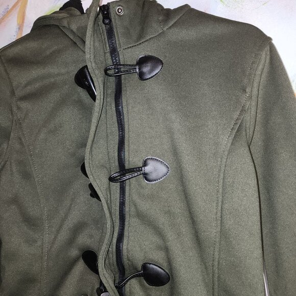 Womans Dark Olive Zip and Toggle Close Hooded Jacket - Picture 5 of 11